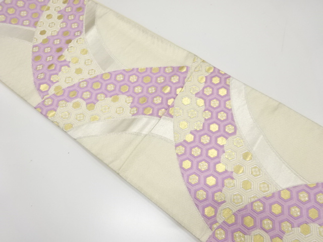 JAPANESE KIMONO / ANTIQUE FUKURO OBI / SILK / WOVEN KIKKO PATTERN